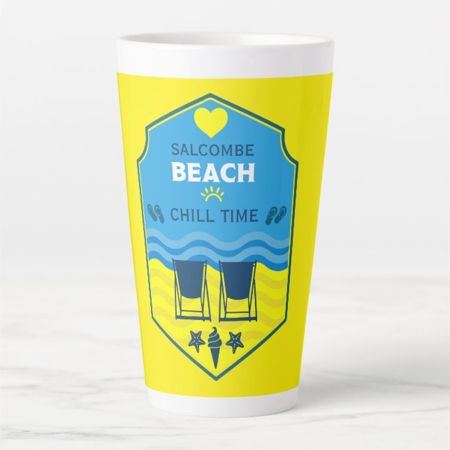 Taza De Café Latte Regalos Británicos De Playa (Anverso)