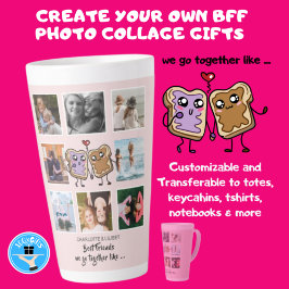 Taza De Café Latte Regalos de Collage de fotos de BFF - Nos juntamos 