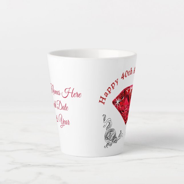 Taza De Café Latte Regalos personalizados del 40° aniversario, Latte  (Anverso)