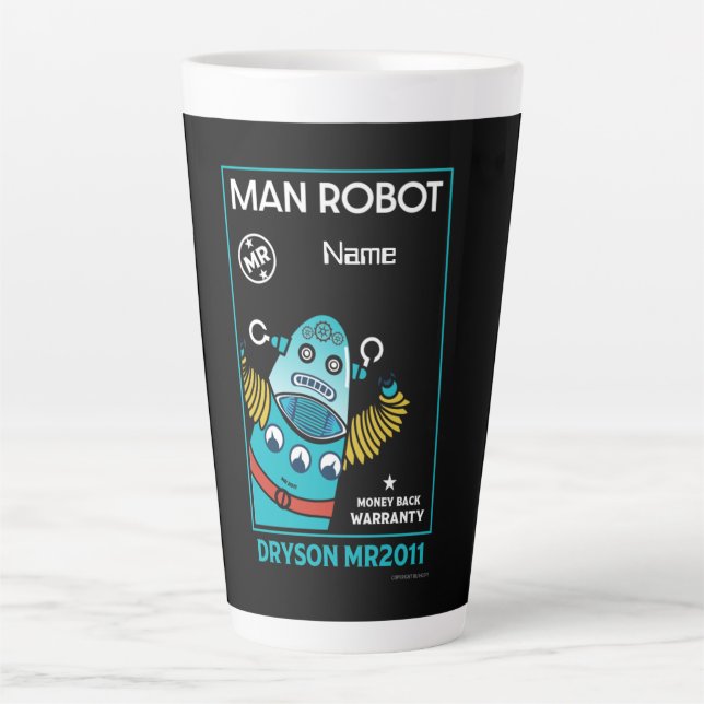 Taza De Café Latte Regalos Robot Para Aniversario O Boda (Anverso)