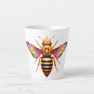 Taza De Café Latte Reina Abeja Con Corona