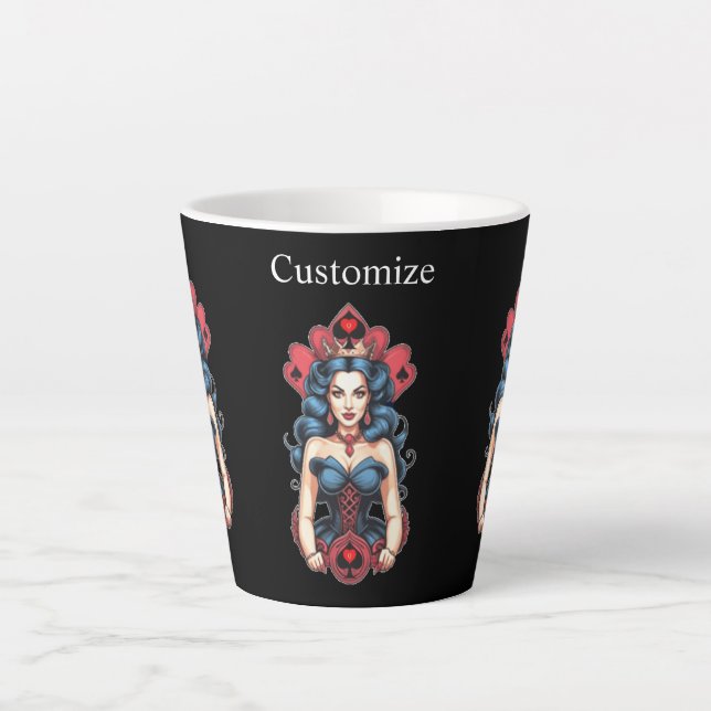Taza De Café Latte Reina de Picas Thunder_Cove (Anverso)