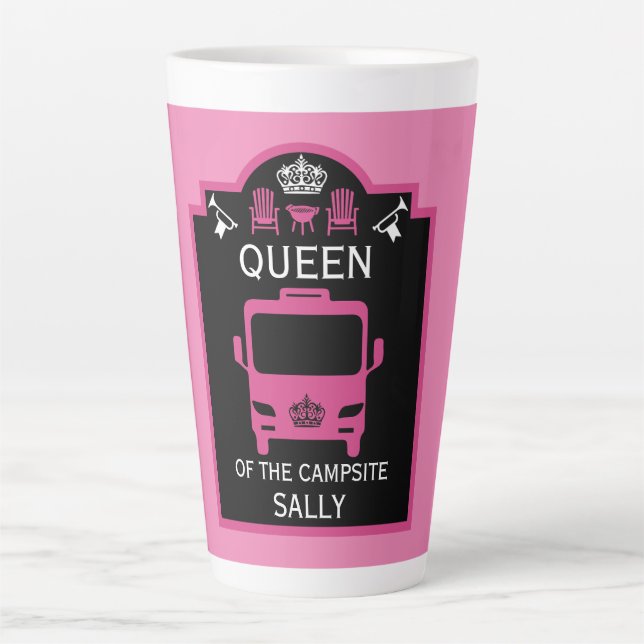 Taza De Café Latte Reina Del Campamento (Anverso)