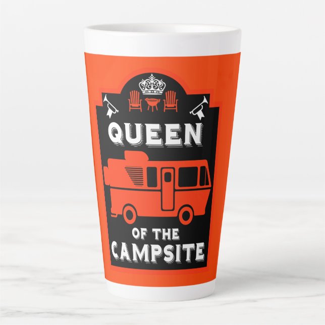 Taza De Café Latte Reina Del Campamento (Anverso)