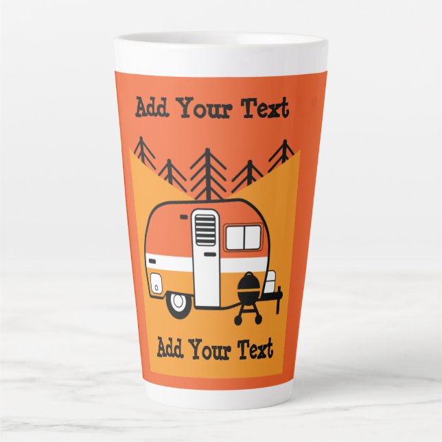 Taza De Café Latte Reina del Camper - Gracioso Camping RV (Anverso)