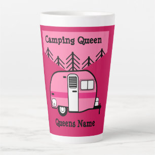 Taza De Café Latte Reina del Camper - Gracioso Camping RV Caravan Doo