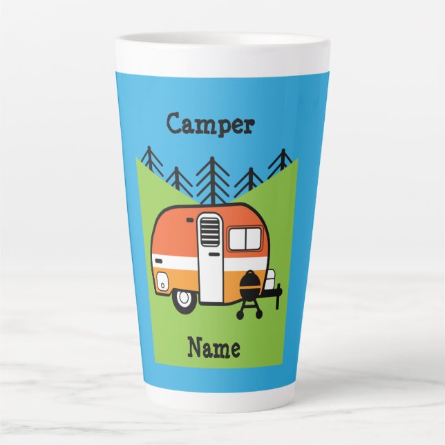 Taza De Café Latte Reina del Camper - Gracioso Camping RV Caravan Doo (Anverso)