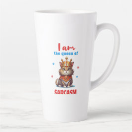 Taza De Café Latte reina del sarcasmo gato divertido