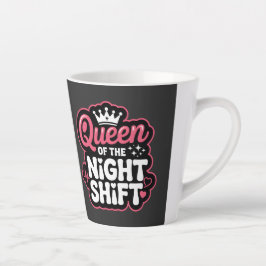 Taza De Café Latte Reina del Turno de Noche Corona de Enfermera Rosa 