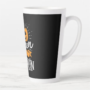 Taza De Café Latte Reina Halloween De Calabaza