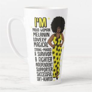 Taza De Café Latte Reina negra inspiradora motivadora positiva