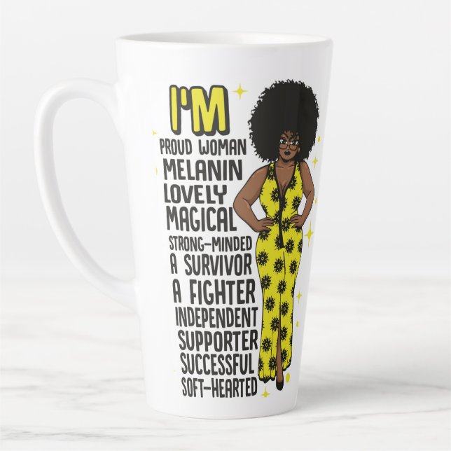 Taza De Café Latte Reina negra inspiradora motivadora positiva (Izquierda)
