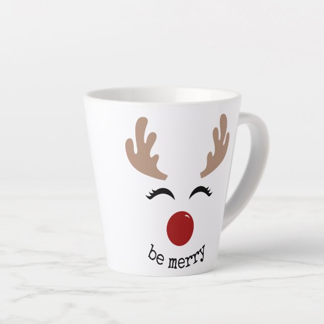 TAZA DE CAFÉ LATTE REINDEER BE MERRY LATTE MUG (Ángulo derecho)