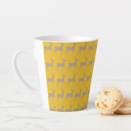 Taza De Café Latte Reindeer Pattern Latte Mug - Mustard Yellow Christ