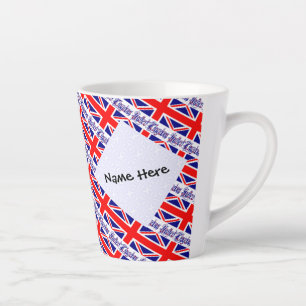 Taza De Café Latte Reino Unido Bandera de Gran Bretaña enlosada Perso