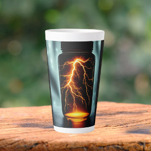 Taza De Café Latte Relámpago En Un Botella De Arte Digital