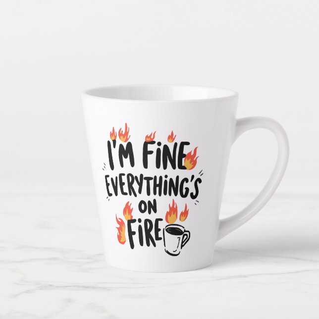 Taza De Café Latte Relatable Dark Humor with Flames (Derecha)