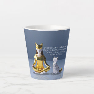Taza De Café Latte Relieve metalizado dorado Origami Yoga Meditación