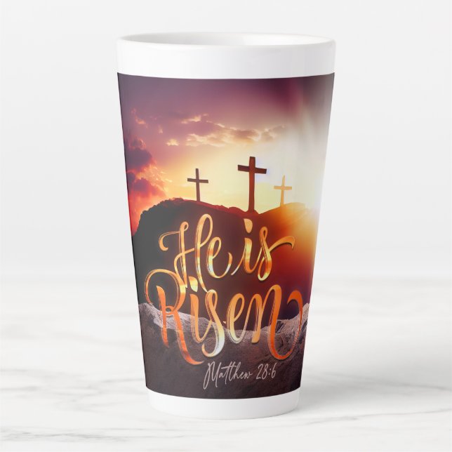 Taza De Café Latte Religioso De Pascua Se Levanta (Anverso)