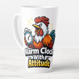 Taza De Café Latte Reloj de alarma con actitud, cita de tostador.