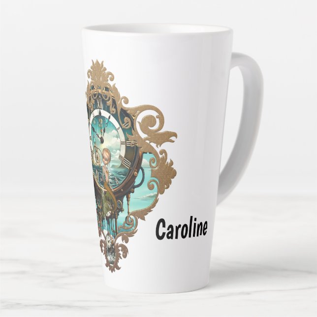 Taza De Café Latte Reloj de vapor fantástico (Ángulo derecho)