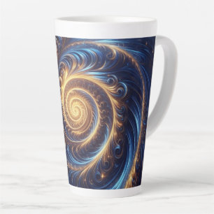 Taza De Café Latte Remolinos modernos abstractos de espacio azul real