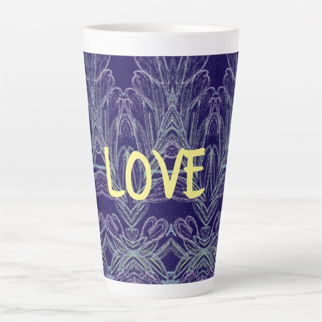 Taza De Café Latte Remolinos Suaves Amor (Púrpura) (Anverso)