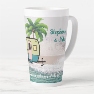 Taza De Café Latte Remolque Retro de Camping Costero Personalizado