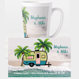 Taza De Café Latte Remolque Retro de Camping Costero Personalizado