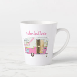 Taza De Café Latte Remolque rosa que desmenuza vagabunda