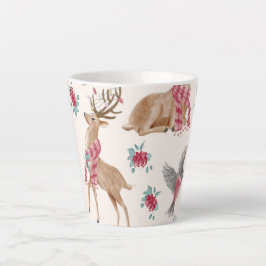 Taza De Café Latte Renos adorables, aves, flores