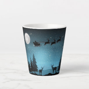 Taza De Café Latte Renos Adorables De Noche