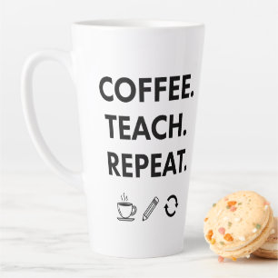 Taza De Café Latte Repetición de Teach de café - Profesor Minimalista