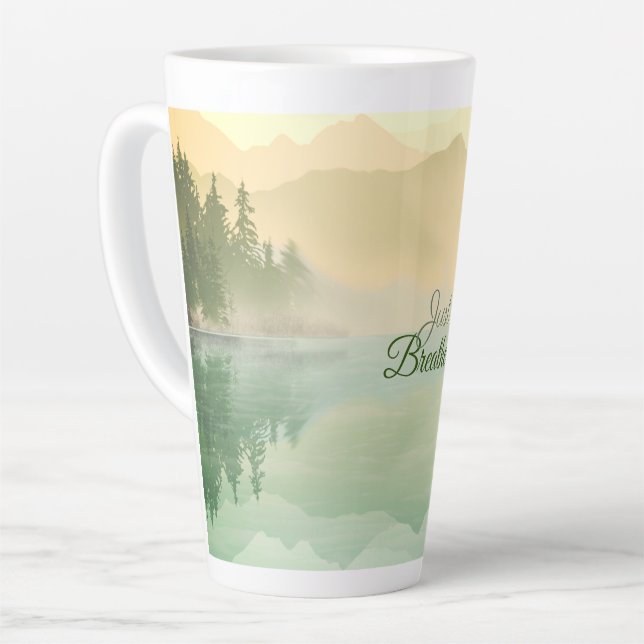Taza De Café Latte Respira la Montaña Selva Oro Verde Cof (Ángulo izquierdo)