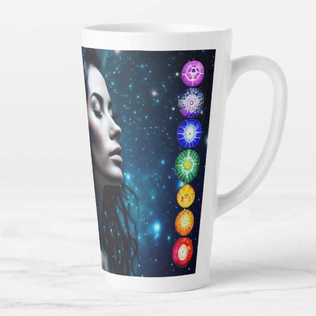 Taza De Café Latte Respirar y liberar | Hermosa Mujer Étérea (Derecha)