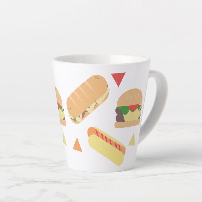 Taza De Café Latte Restaurante Isometric Fast Food Mix Burger Perro c (Ángulo derecho)