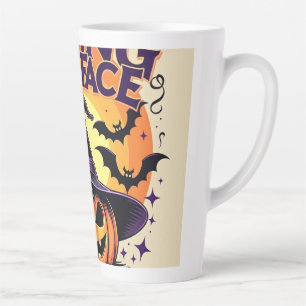 Taza De Café Latte Resting Witch Face - Funny Halloween Pumpkin