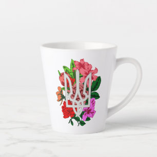Taza De Café Latte Resto botánico y tridente ucraniano tryzub