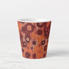 Taza De Café Latte resumen abstracto rojo y naranja