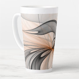 Taza De Café Latte Resumen Antracita Grey Siena Arte Fractal Moderno