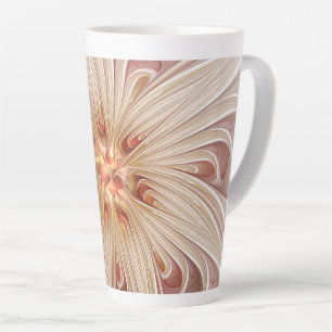 Taza De Café Latte Resumen Arte Fractal Peach Pastel Moderno