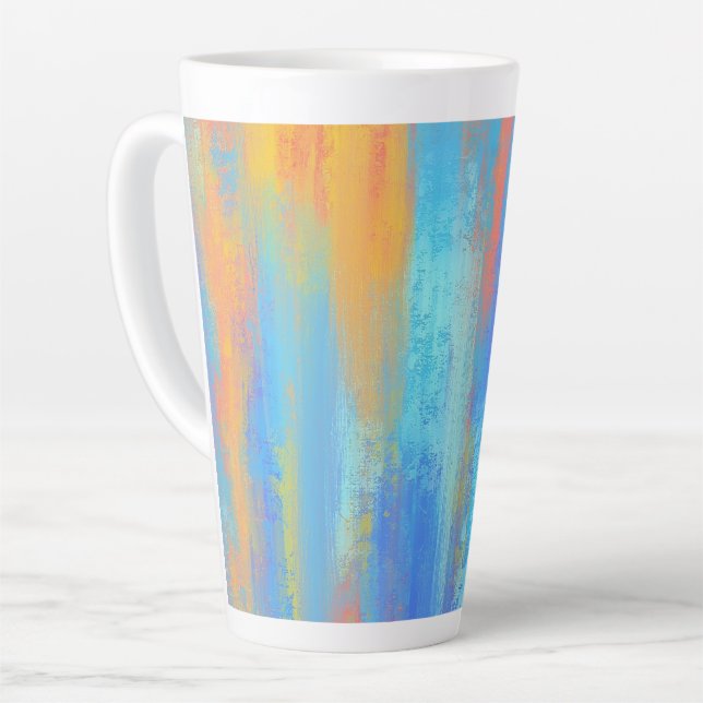 Taza De Café Latte Resumen Azul y Naranja (Ángulo izquierdo)