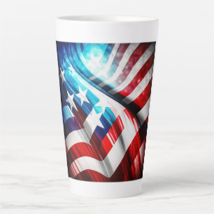 Taza De Café Latte Resumen Bandera de los Estados Unidos Latte Mug