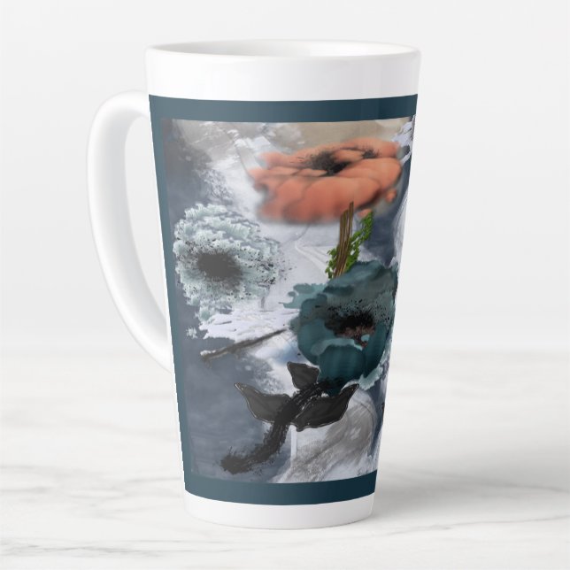 Taza De Café Latte Resumen de Art Floral (Ángulo izquierdo)