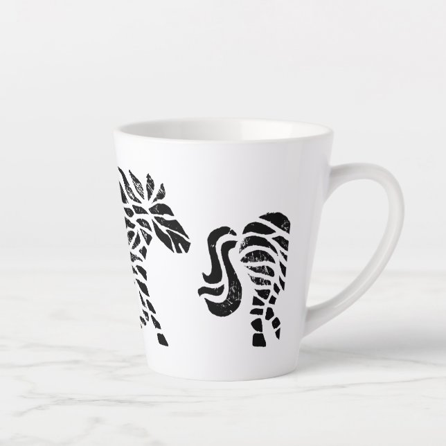 Taza De Café Latte Resumen de bloqueo de madera de caballo Imprimir l (Derecha)