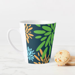 Taza De Café Latte Resumen de colores de fuegos artificiales Flores L