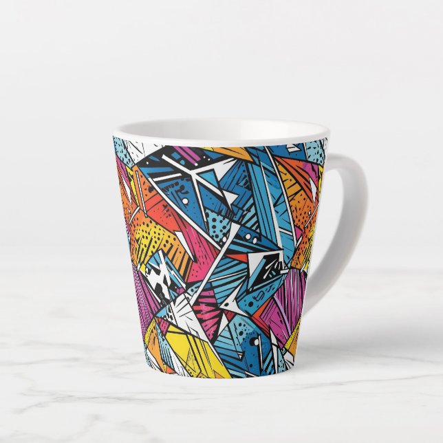 Taza De Café Latte Resumen de diseño de patrones geométricos 21 - Lat (Ángulo derecho)