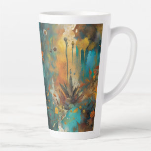 Taza De Café Latte Resumen de la cosecha de otoño de oro Verde azulad
