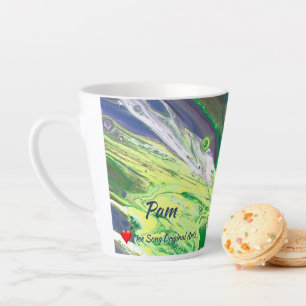 Taza De Café Latte Resumen de Lavanda Amarilla Verde