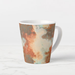 Taza De Café Latte Resumen de mármol turquesa y rojizo